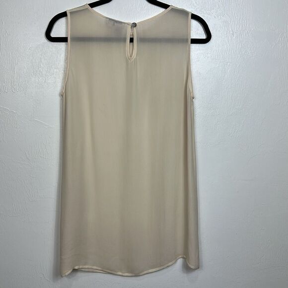 Isabella Bird Vintage 100% Silk Beige Sheer Sleeveless Tunic Top Size M - Picture 3 of 7